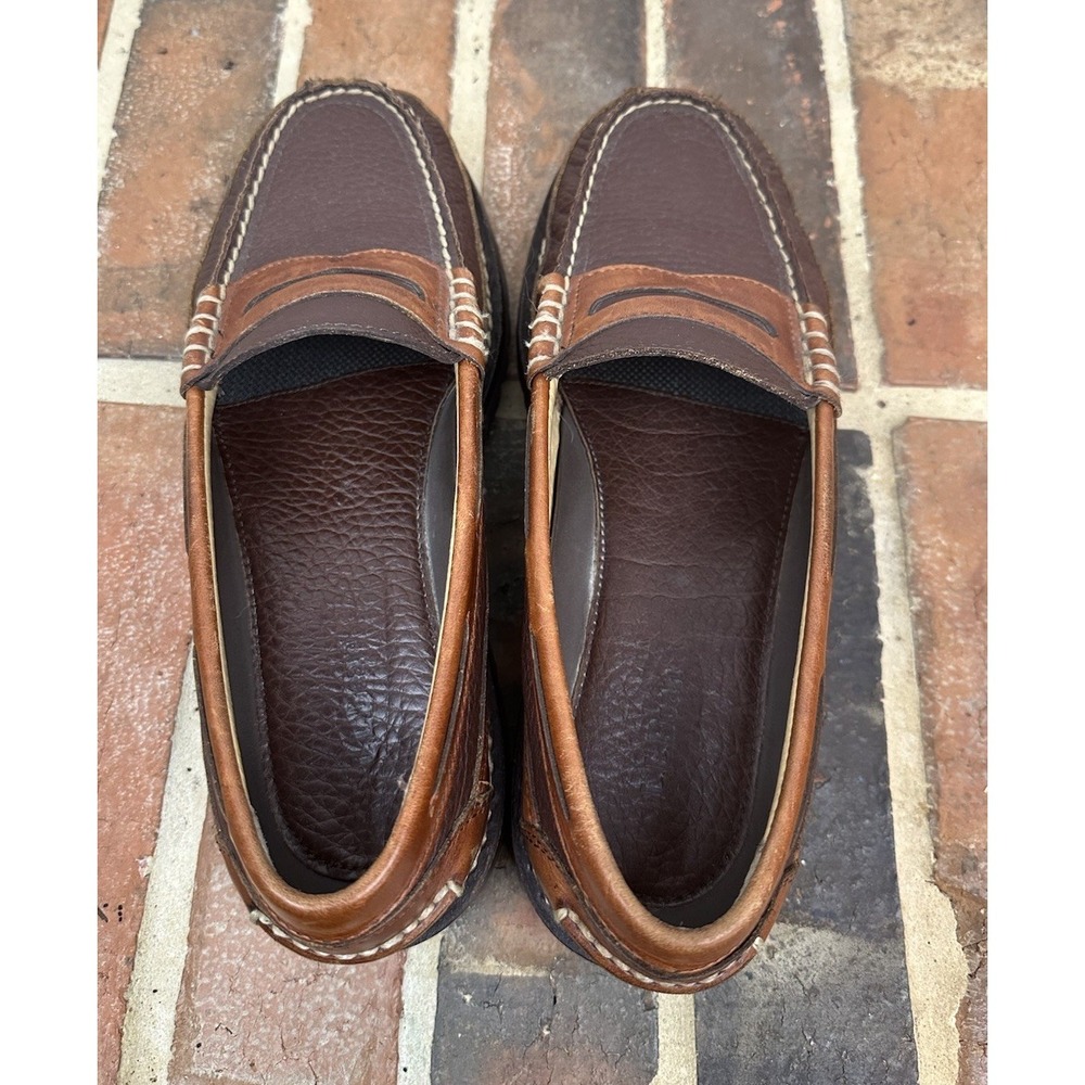 L.L. Bean Brown Leather Penny Loafers Hand-sewn Allagash Bison Shoes Men's 8.5 D - Picture 6 of 6